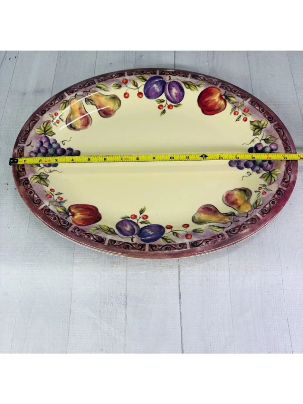 JC Penny Home Collection FRUIT MULTI Purple Melamine Large Oval Serving Platter